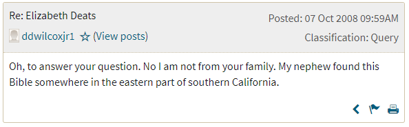 Found: Family Records from Elizabeth Nigh's Bible 9 Message about the Bible on Ancestry