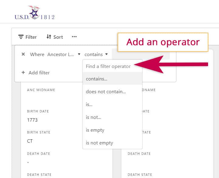 War of 1812 Ancestors? Check This FREE Database 8 Select an operator and add your search criteria to the box.