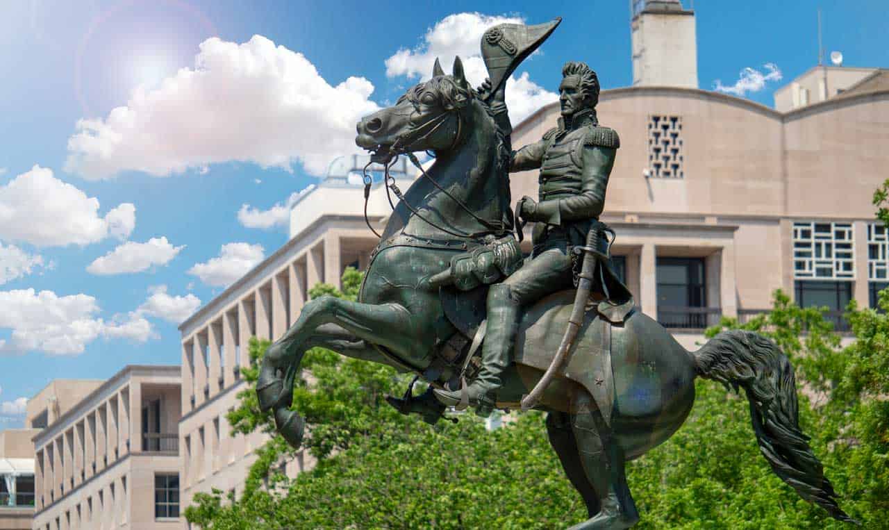 Statue of Andrew Jackson commemorating the War of 1812's Battle of New Orleans