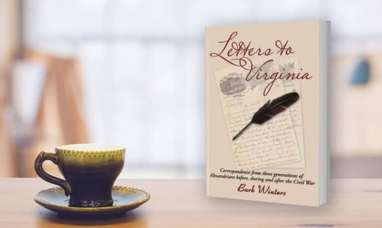 Cup of coffee with the book "Letters to Virginia..."