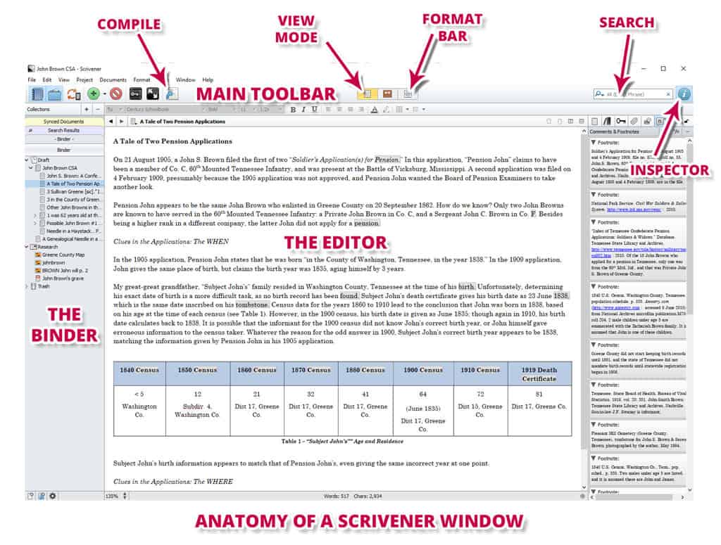 scrivener windows project search