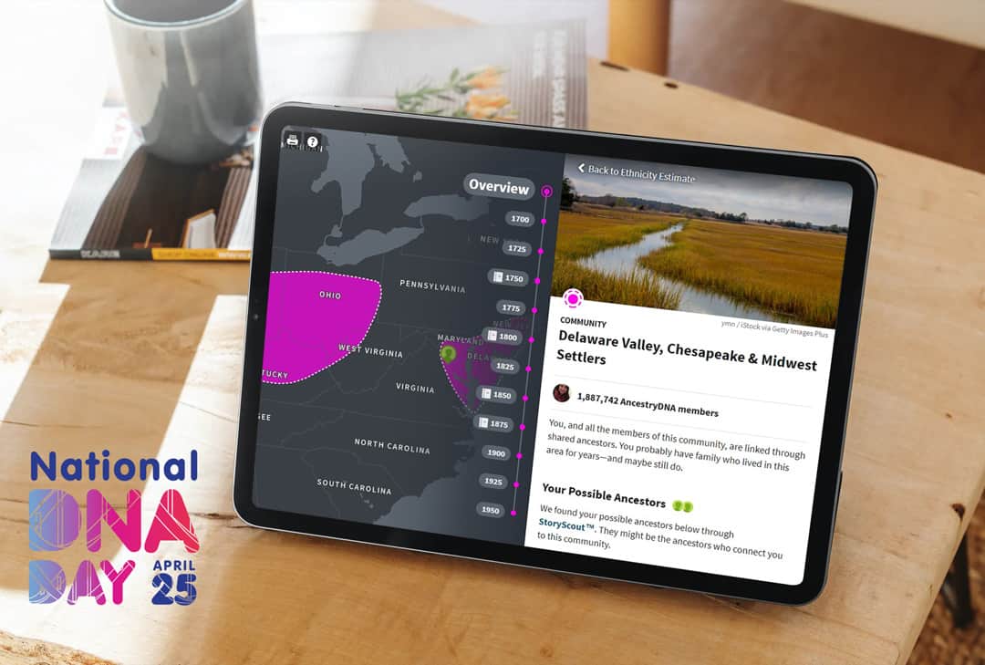 The Genealogy Blog Parry: DNA Day and Genetic Genealogy - a tablet showing DNA results on a desk