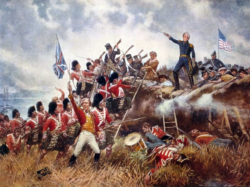 Researching Your War of 1812 Ancestors Online 2 Image of E. Percy Moran's painting of The Battle of New Orleans. General Andrew Jackson stands on the parapet of his as his troops repel attacking Highlanders.