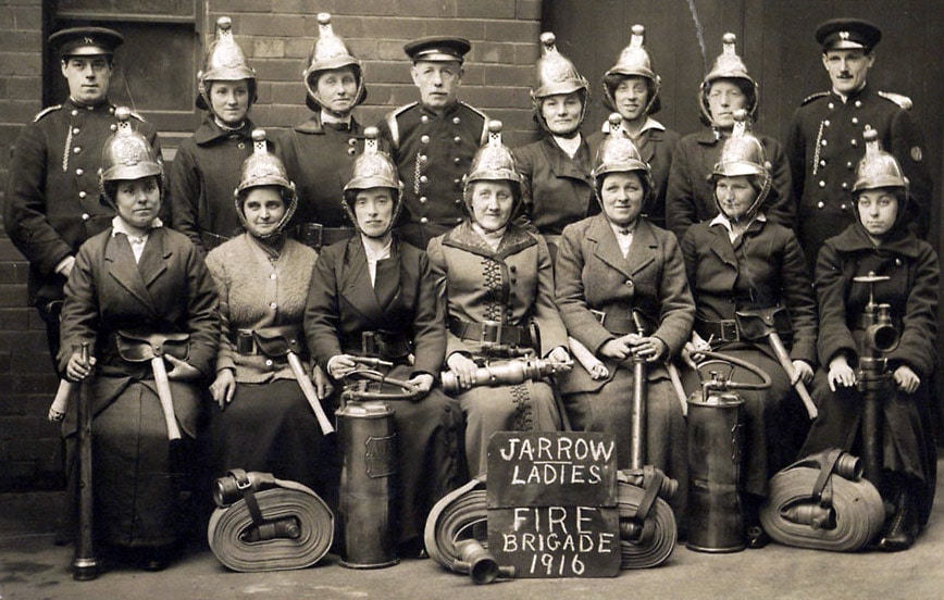 Image of the Jarrow Ladies Fire Brigade 1916 from the Tyne & Wear Archives & Museum
