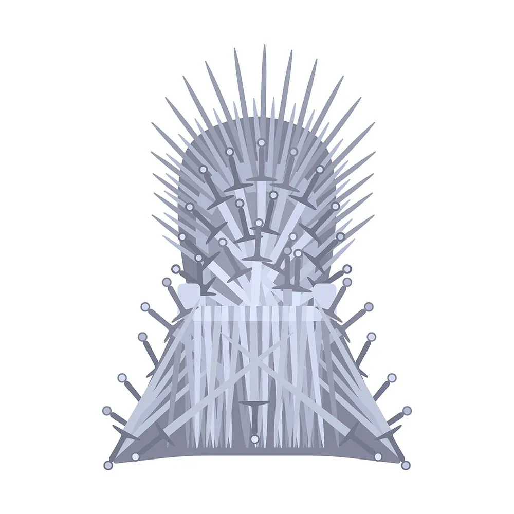 About 19 Vector image of an empty Iron Throne on a white background.