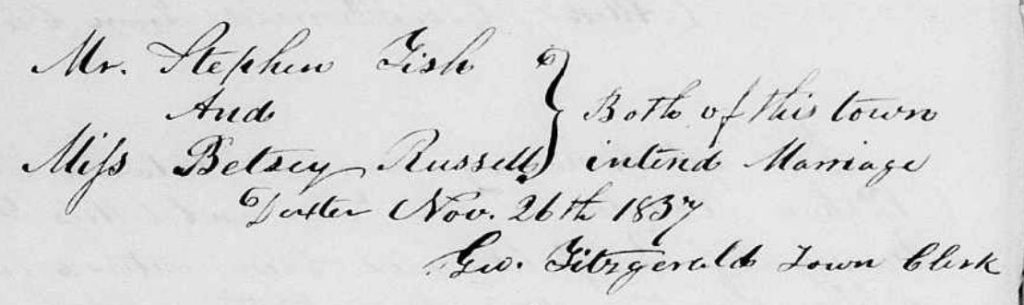 Marriage Records: What They Are and 7 Resources to Help You Find Them 2 Grayscale marriage intention of Stephen Tish and Betsey Russell, 26 November 1837.