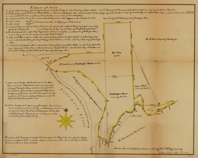 10 Best Strategies for Researching "Brick Wall" Ancestors 6 Old map on yellowed paper with handwriting and yellow highlighting.