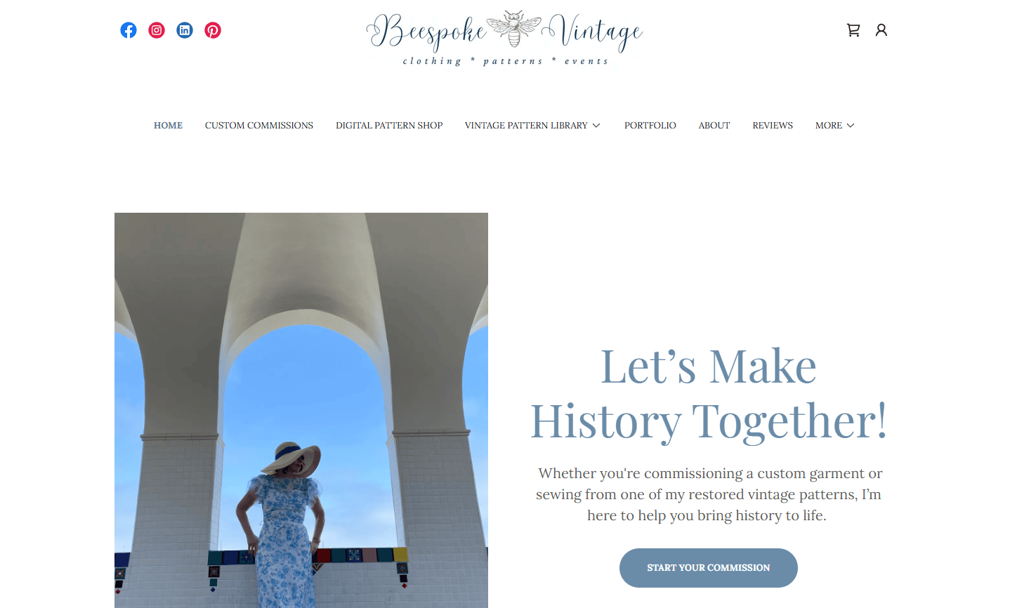 Where to Buy Authentic Historical Clothing: A Guide for Reenactors, Lineage Society Members, and Costume Enthusiasts 8 Screenshot of BeespokeVintage webpage