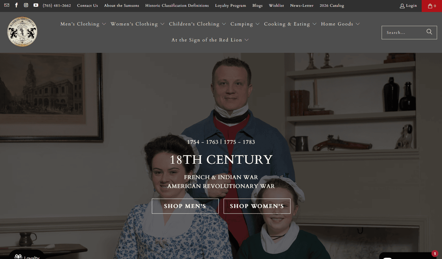 Where to Buy Authentic Historical Clothing: A Guide for Reenactors, Lineage Society Members, and Costume Enthusiasts 7 Screenshot of Samson Historical webpage