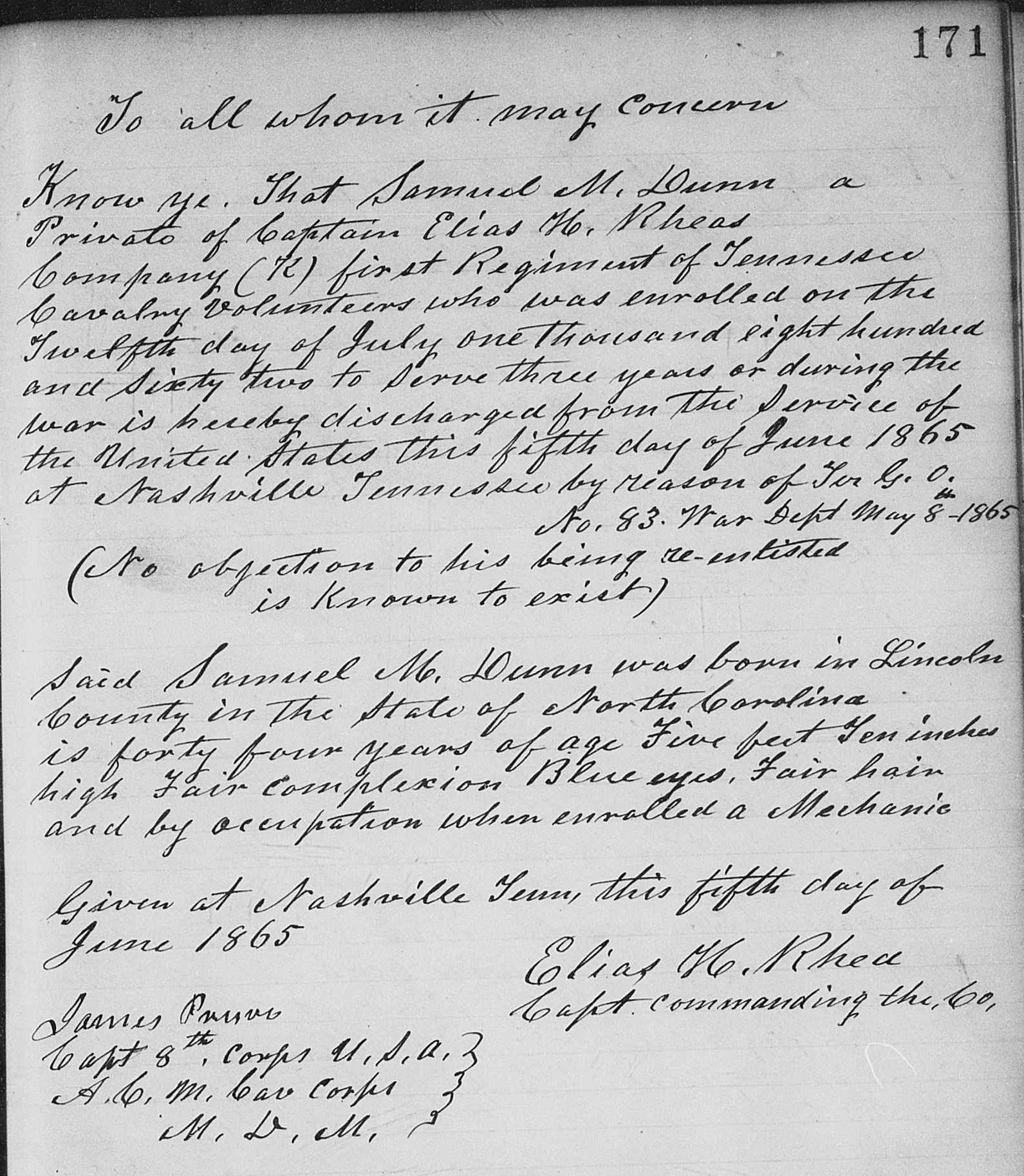 Beyond The Draft Card: 8 Military Records That Tell the Real Story 7 Samuel M. Dunn's Civil War Discharge