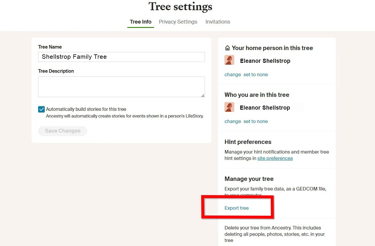 How to Download Your Ancestry Family Tree as a GEDCOM File 3 Step 2 illustration