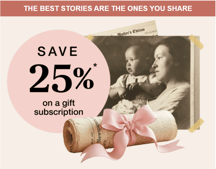 Shop 15 newspapers dot com mothers day sale 2026