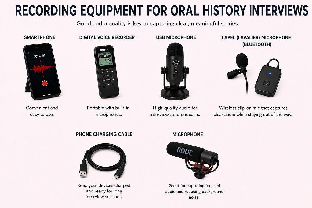 How to Record an Oral History Interview Before It's Too Late 3 oral hsitory interview recording equipment